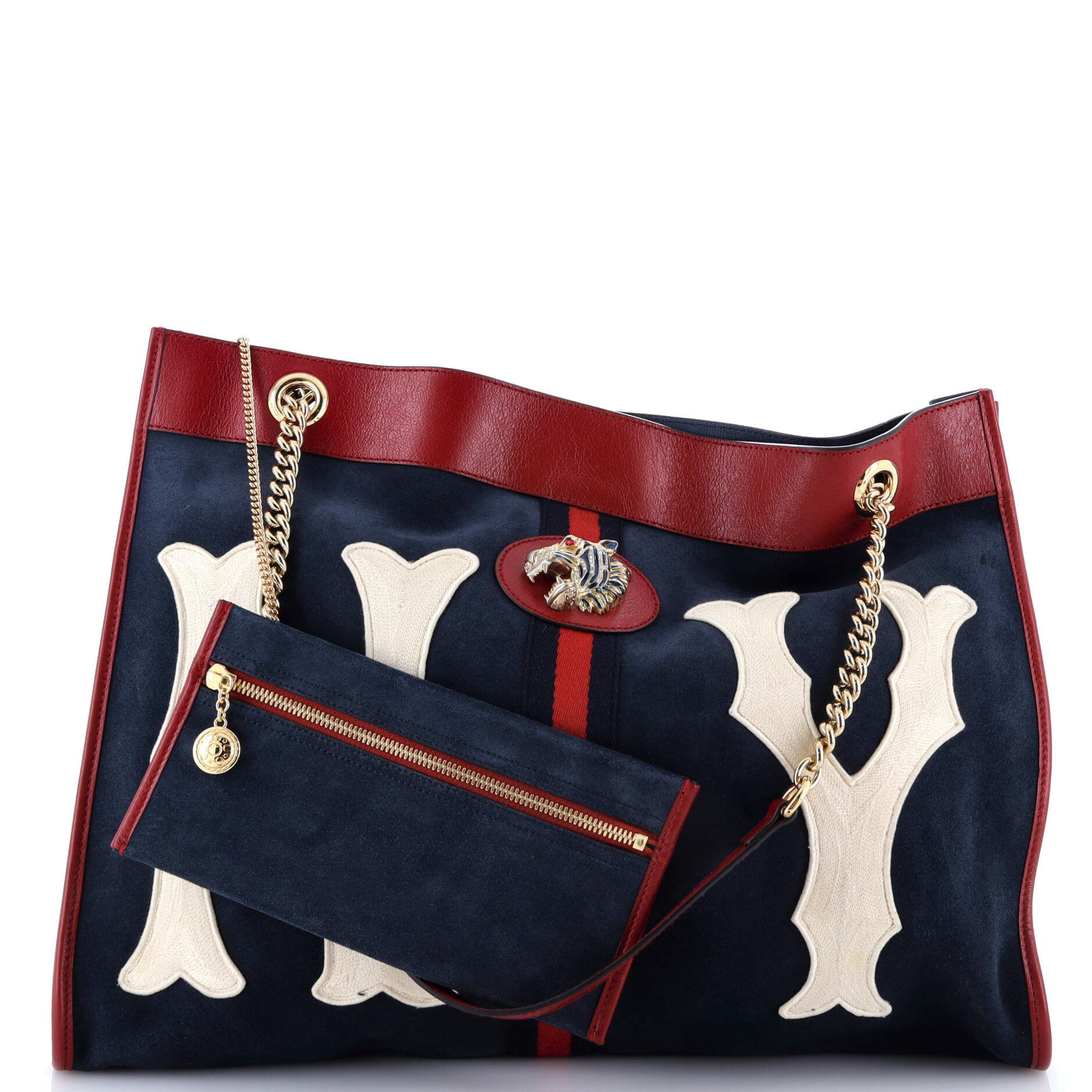 Rajah Chain Tote Suede with Applique Large