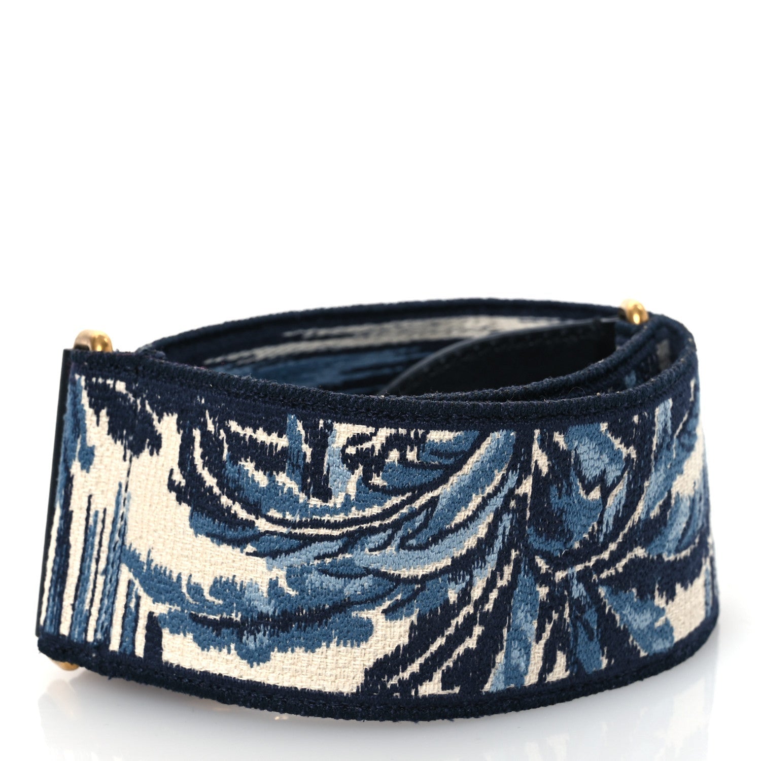 Canvas Embroidered Palm Tree Shoulder Strap Blue Multicolor