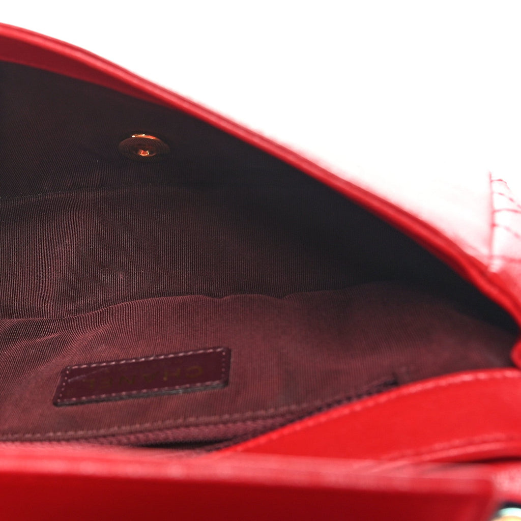 Sheepskin Quilted Medium Vintage Mademoiselle Flap Red