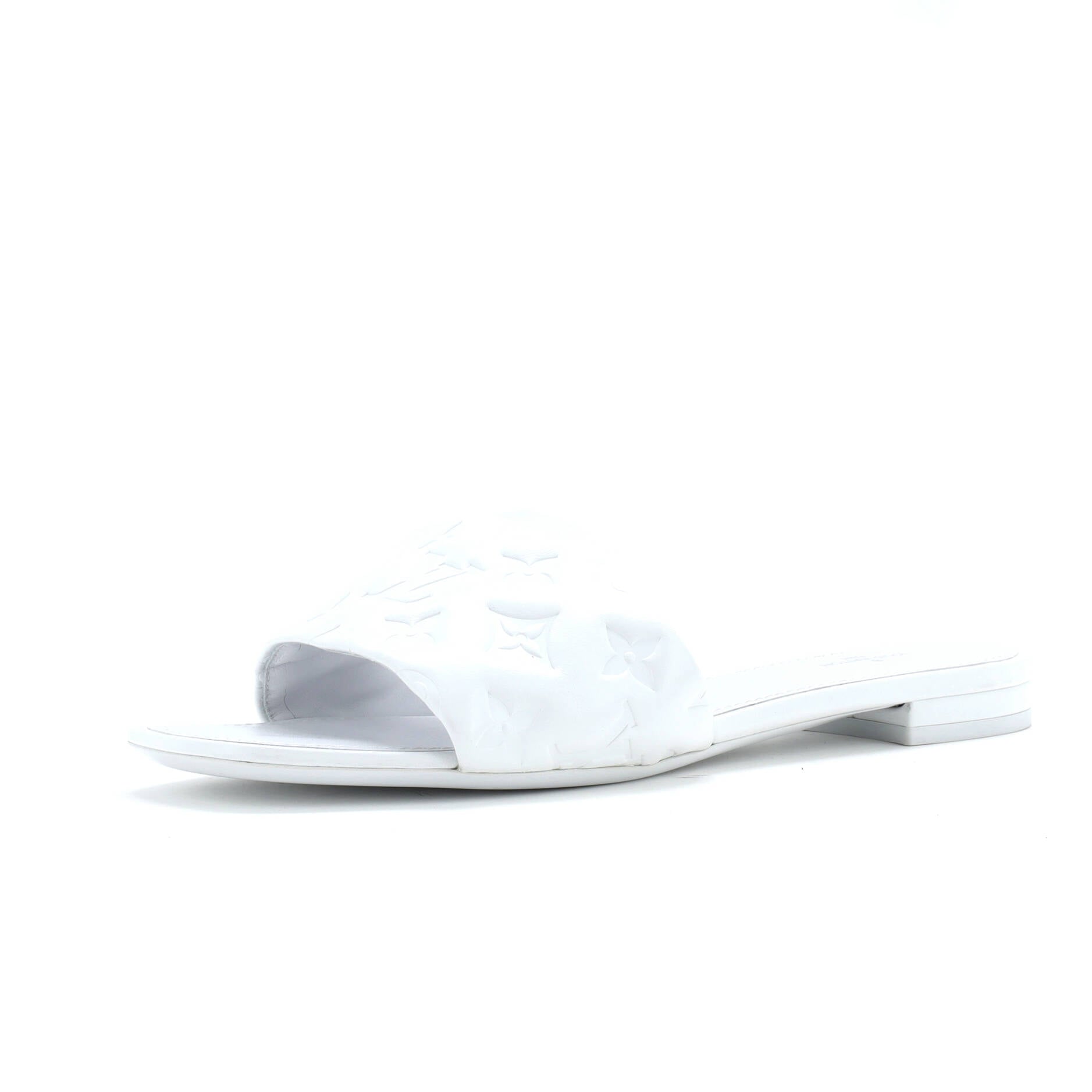 Women's Revival Flat Mule Sandals Monogram Embossed Leather