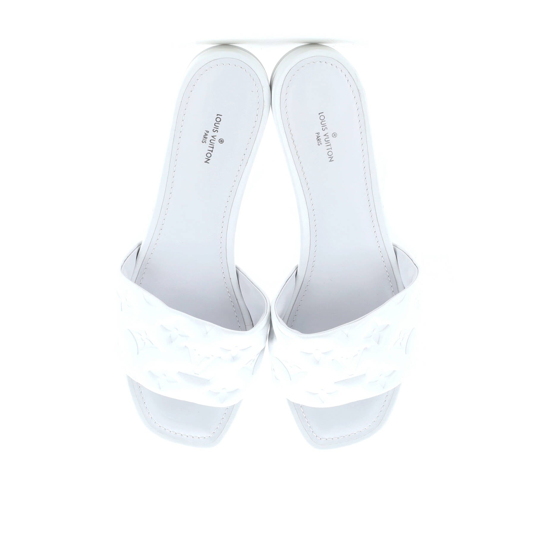 Women's Revival Flat Mule Sandals Monogram Embossed Leather