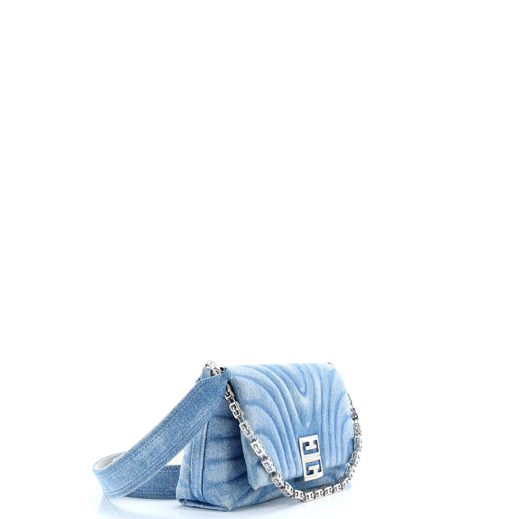4G Soft Flap Bag Quilted Denim Small