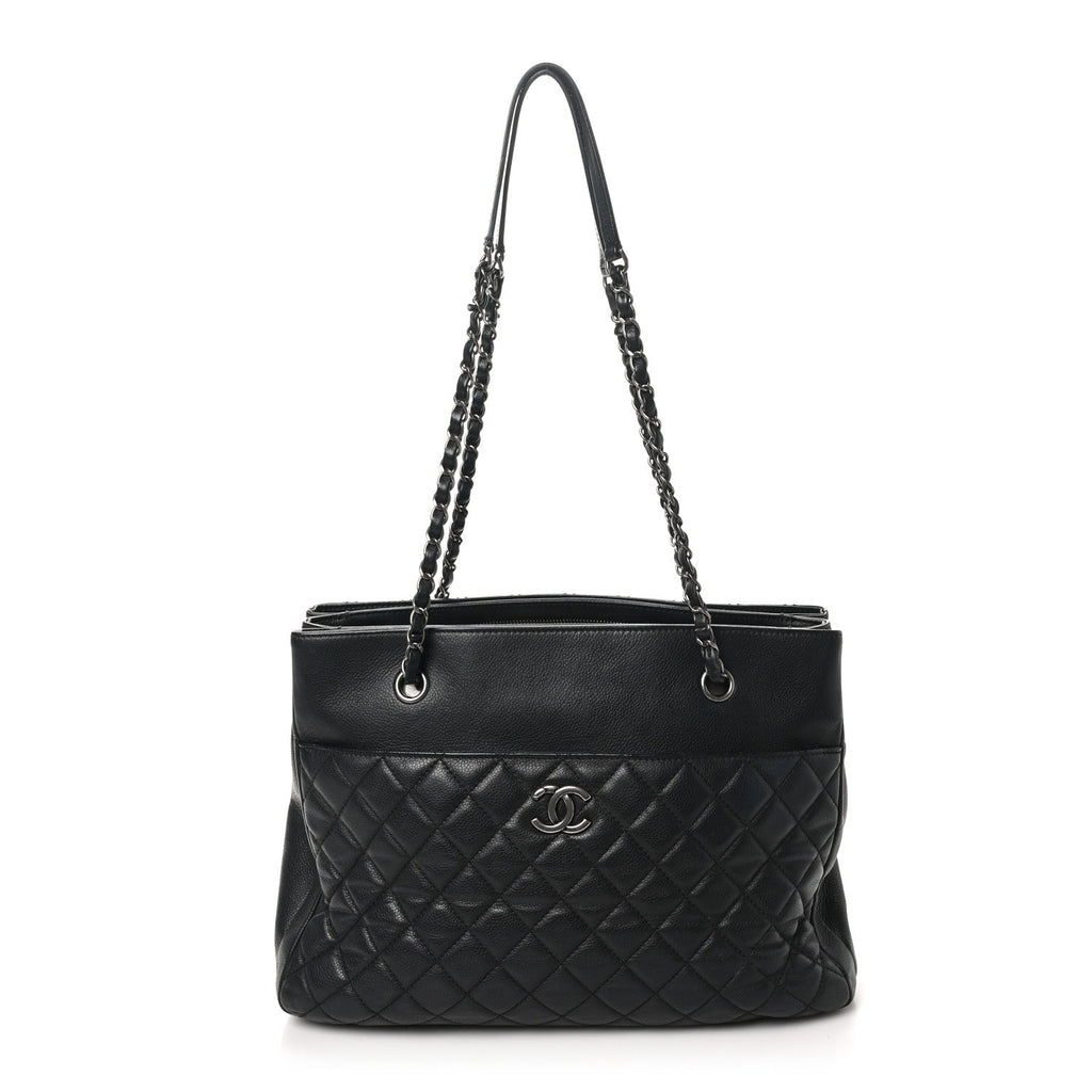 Caviar Quilted Urban Companion Shopping Tote Black