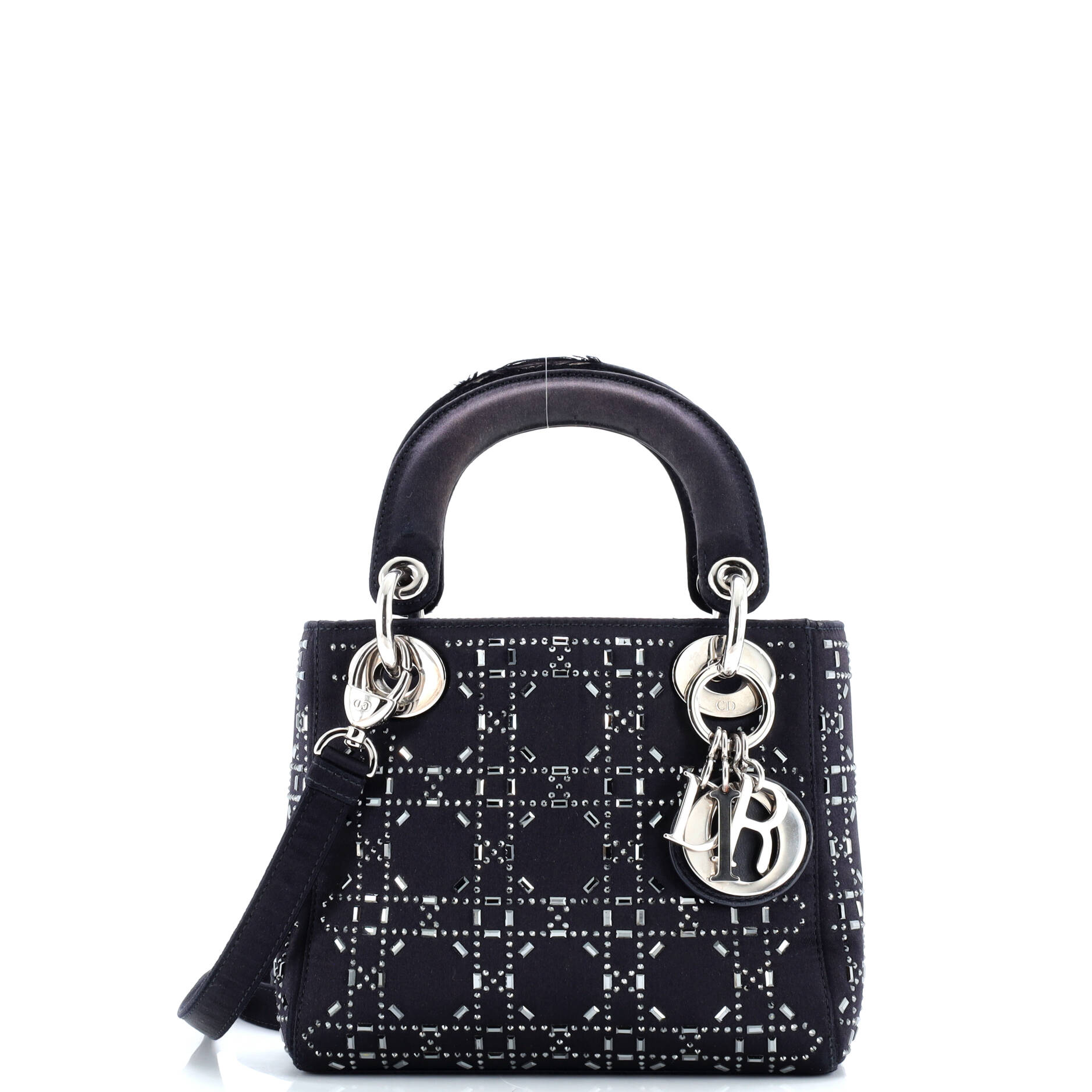 Lady Dior Bag Crystal Embellished Cannage Quilt Satin Mini