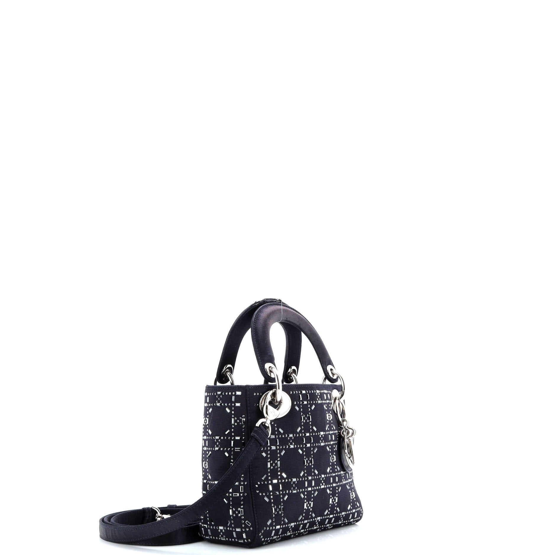 Lady Dior Bag Crystal Embellished Cannage Quilt Satin Mini