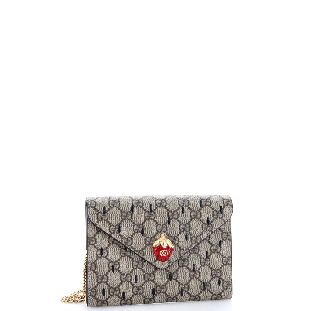 Strawberry Wallet on Chain Printed GG Coated Canvas Mini