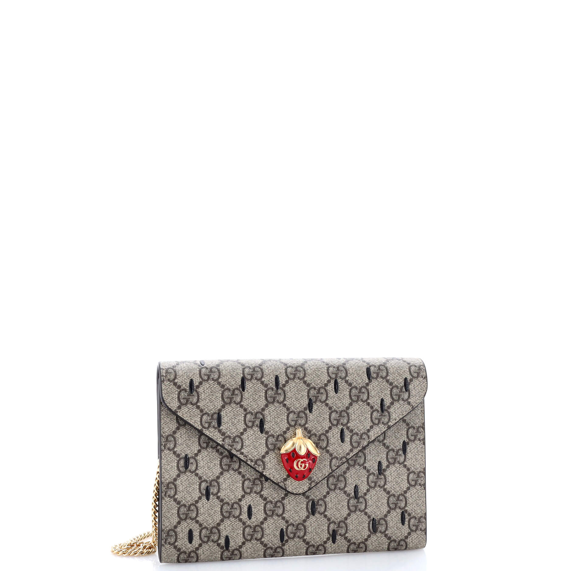 Strawberry Wallet on Chain Printed GG Coated Canvas Mini