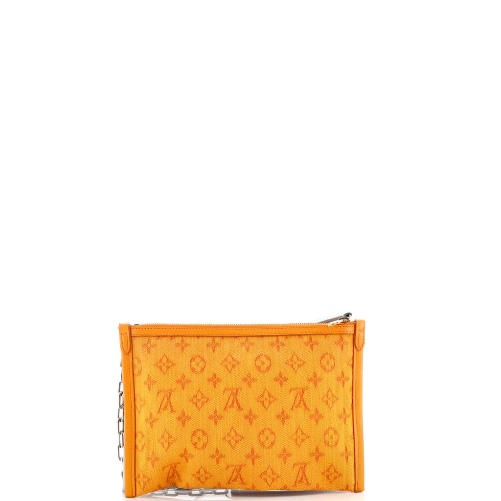 Double Flat Messenger Bag Limited Edition Logo Story Monogram Canvas and Denim
