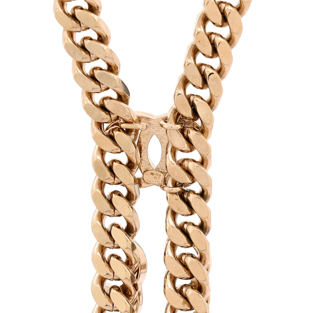 CC Curb Chain Lariat Necklace Metal with Crystals