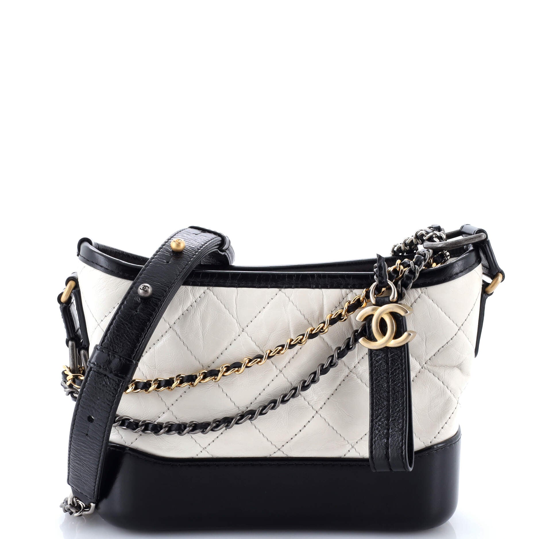 Bicolor Gabrielle Hobo Quilted Aged Calfskin Small