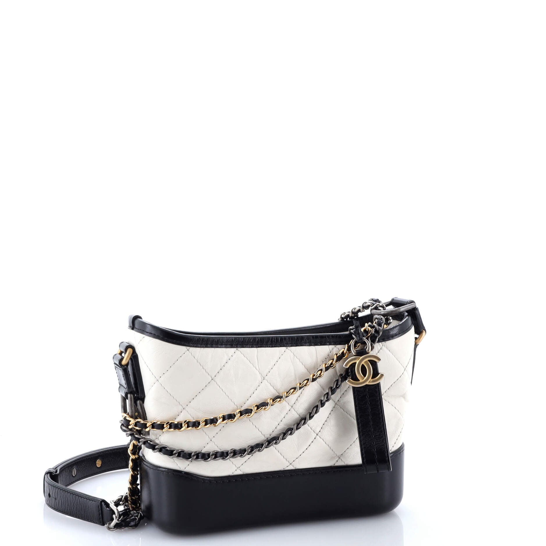 Bicolor Gabrielle Hobo Quilted Aged Calfskin Small