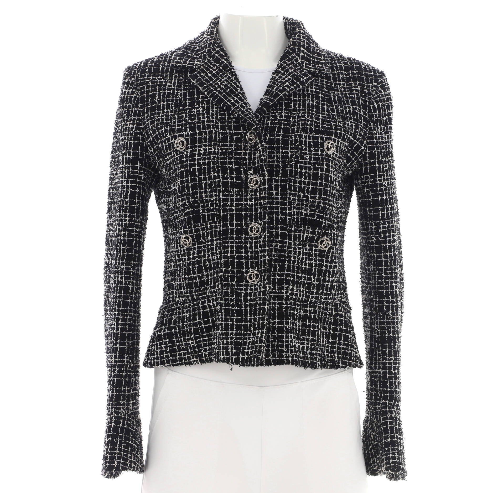 Women's Plaid Four Pocket Button Up Blazer Tweed