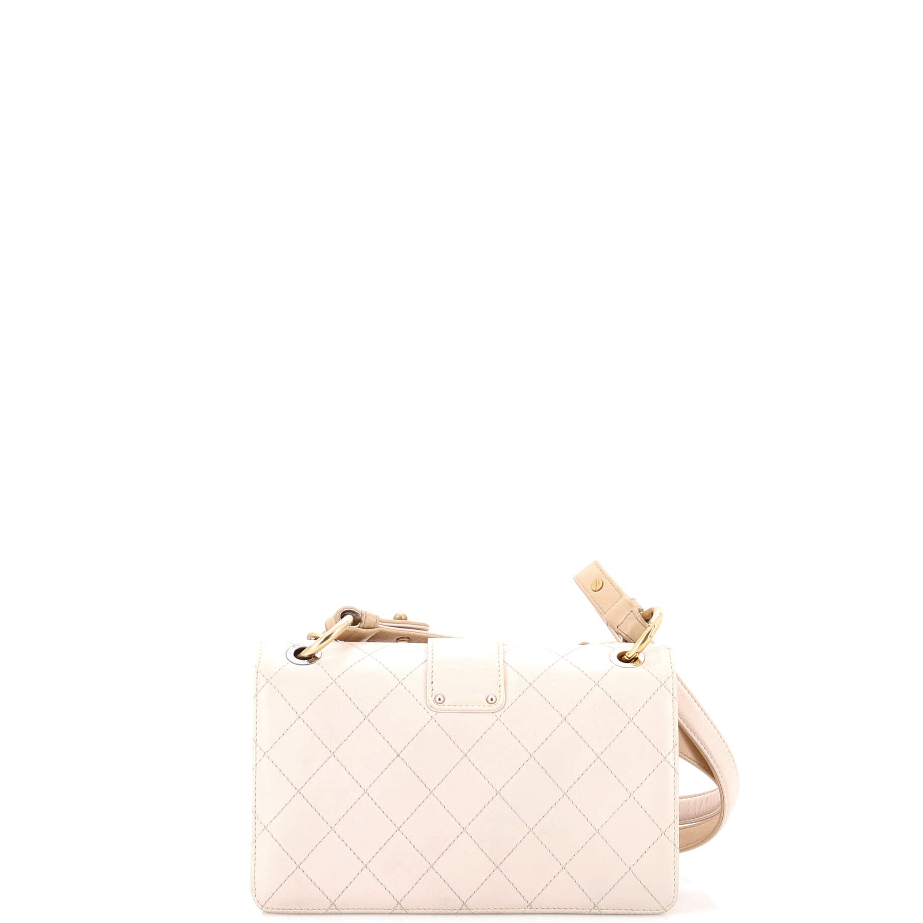 CC Chain Flap Shoulder Bag Quilted Calfskin Small