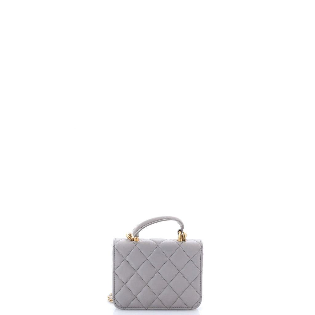 Top Handle Flap Coin Purse with Chain Quilted Lambskin