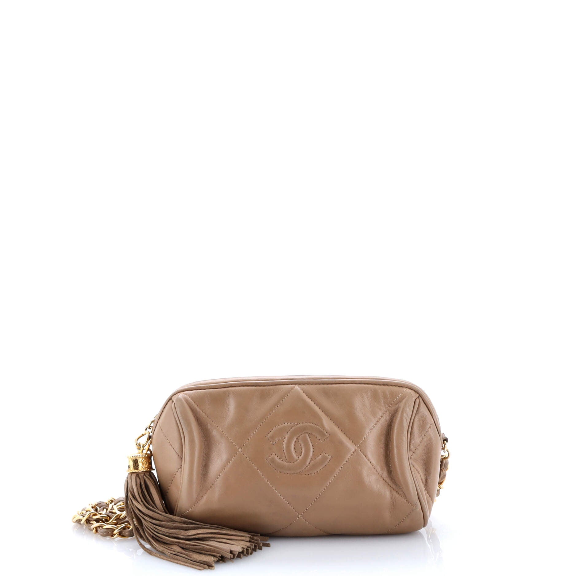 Vintage Diamond CC Barrel Bag Quilted Leather Mini