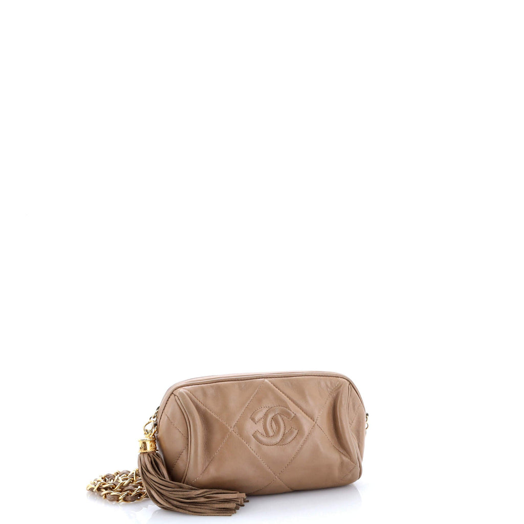 Vintage Diamond CC Barrel Bag Quilted Leather Mini