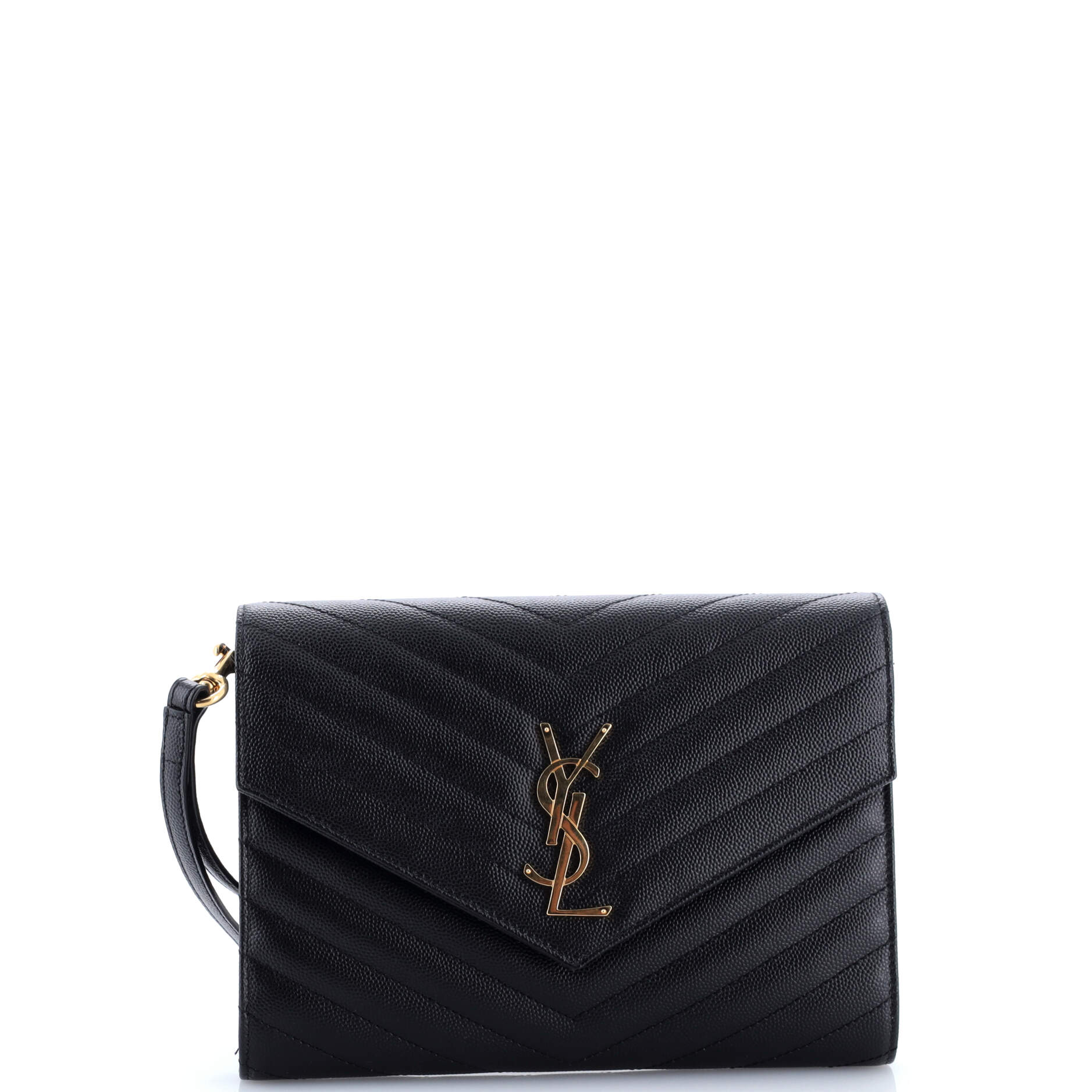 Classic Monogram Envelope Wristlet Clutch Matelasse Chevron Leather