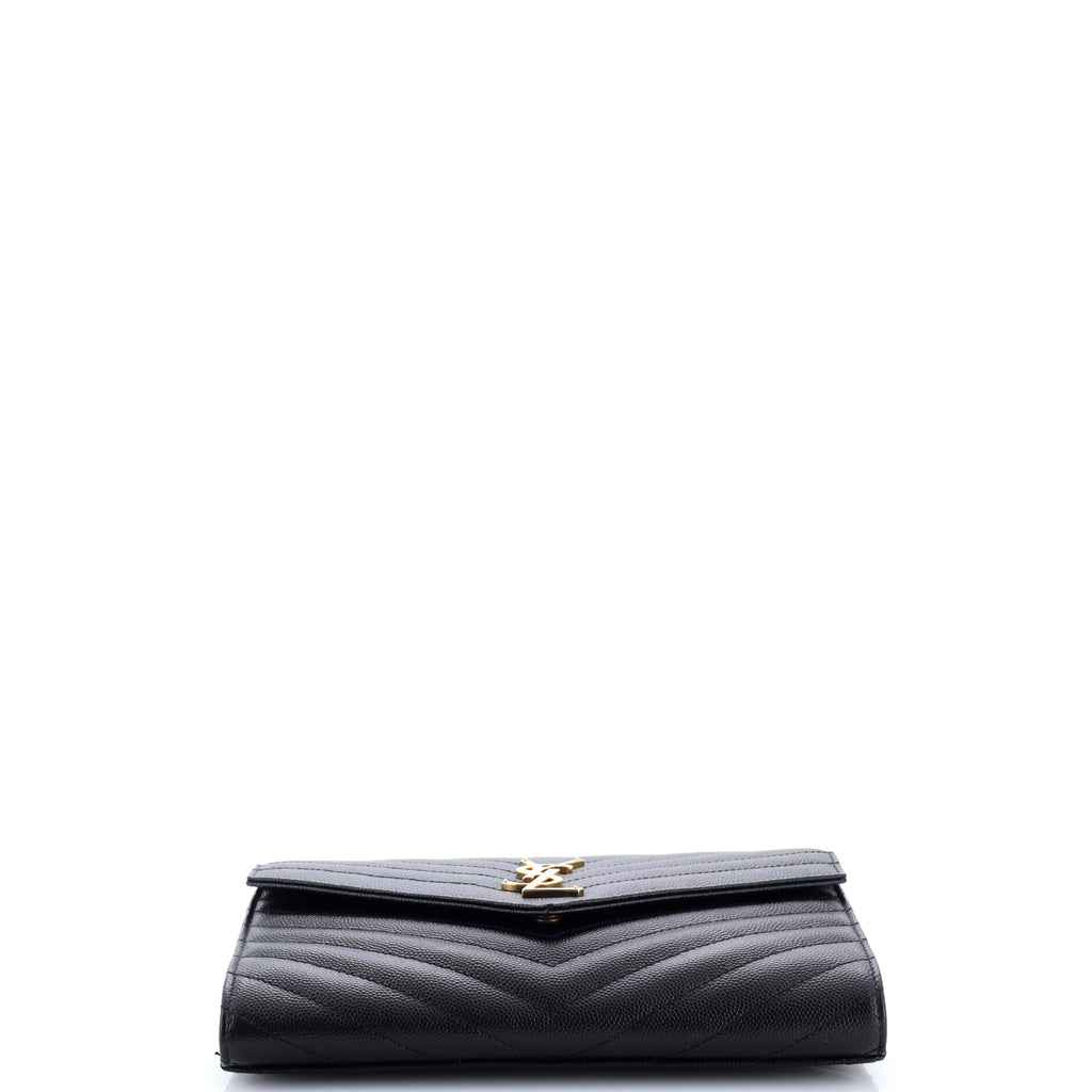 Classic Monogram Envelope Wristlet Clutch Matelasse Chevron Leather