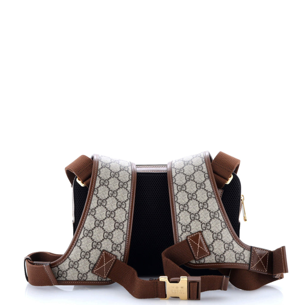 Interlocking G Patch Buckle Backpack GG Coated Canvas