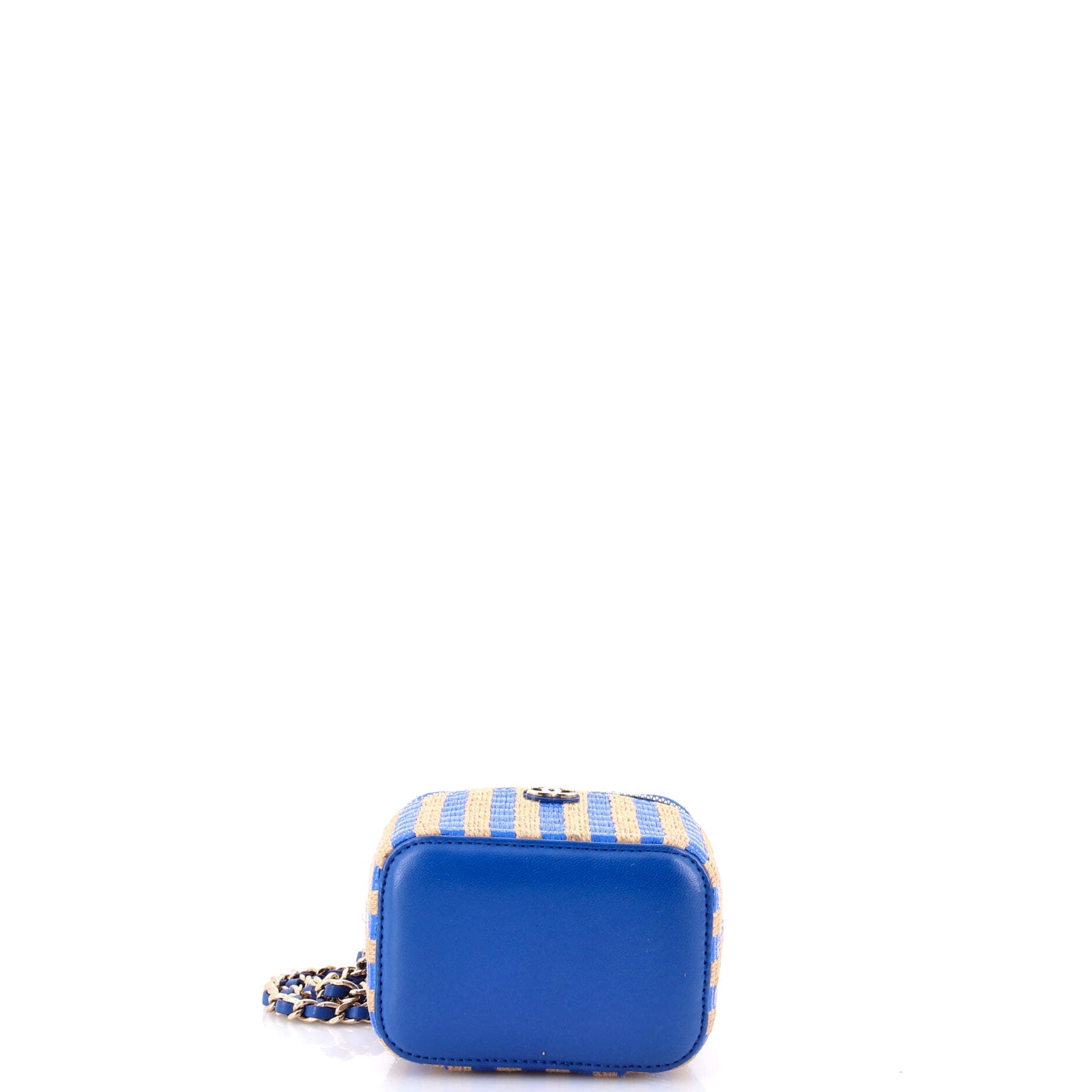 Classic Vanity Case with Chain Striped Raffia and Jute Mini