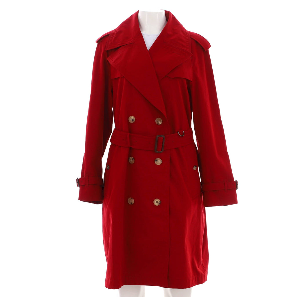 Women's Double Breasted Belted Mid-Length Trench Coat Cotton