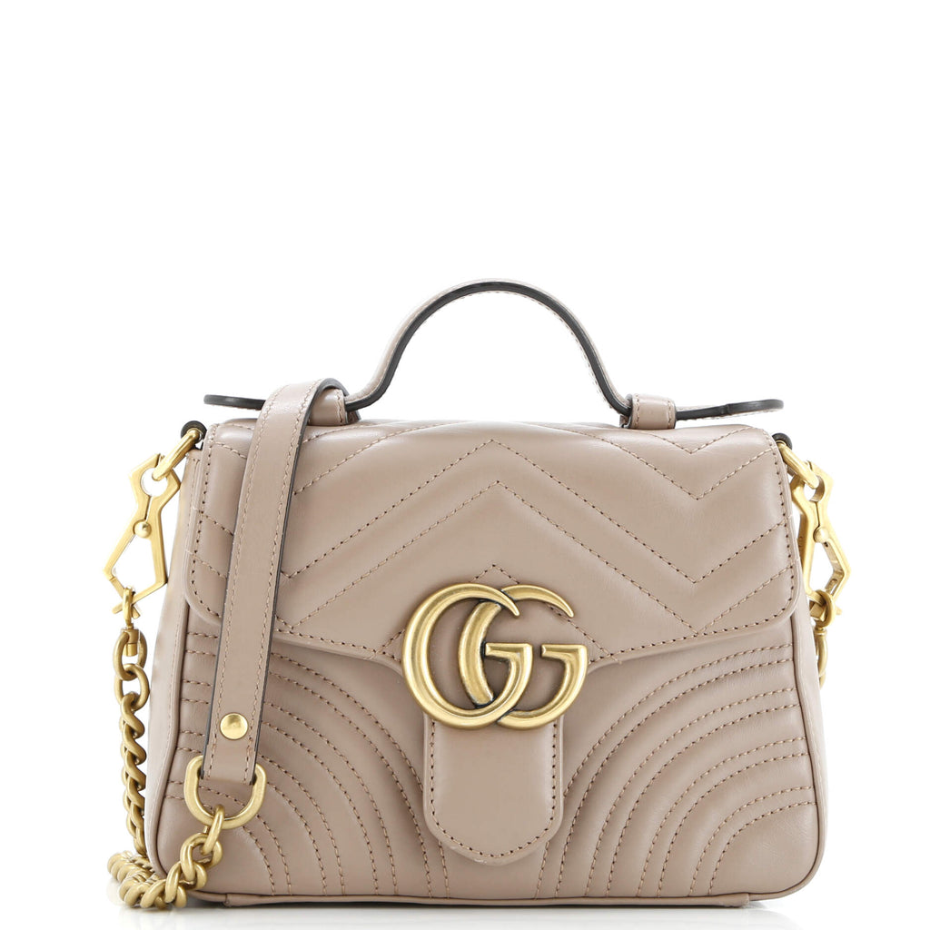 GG Marmont Top Handle Flap Bag Matelasse Leather Mini