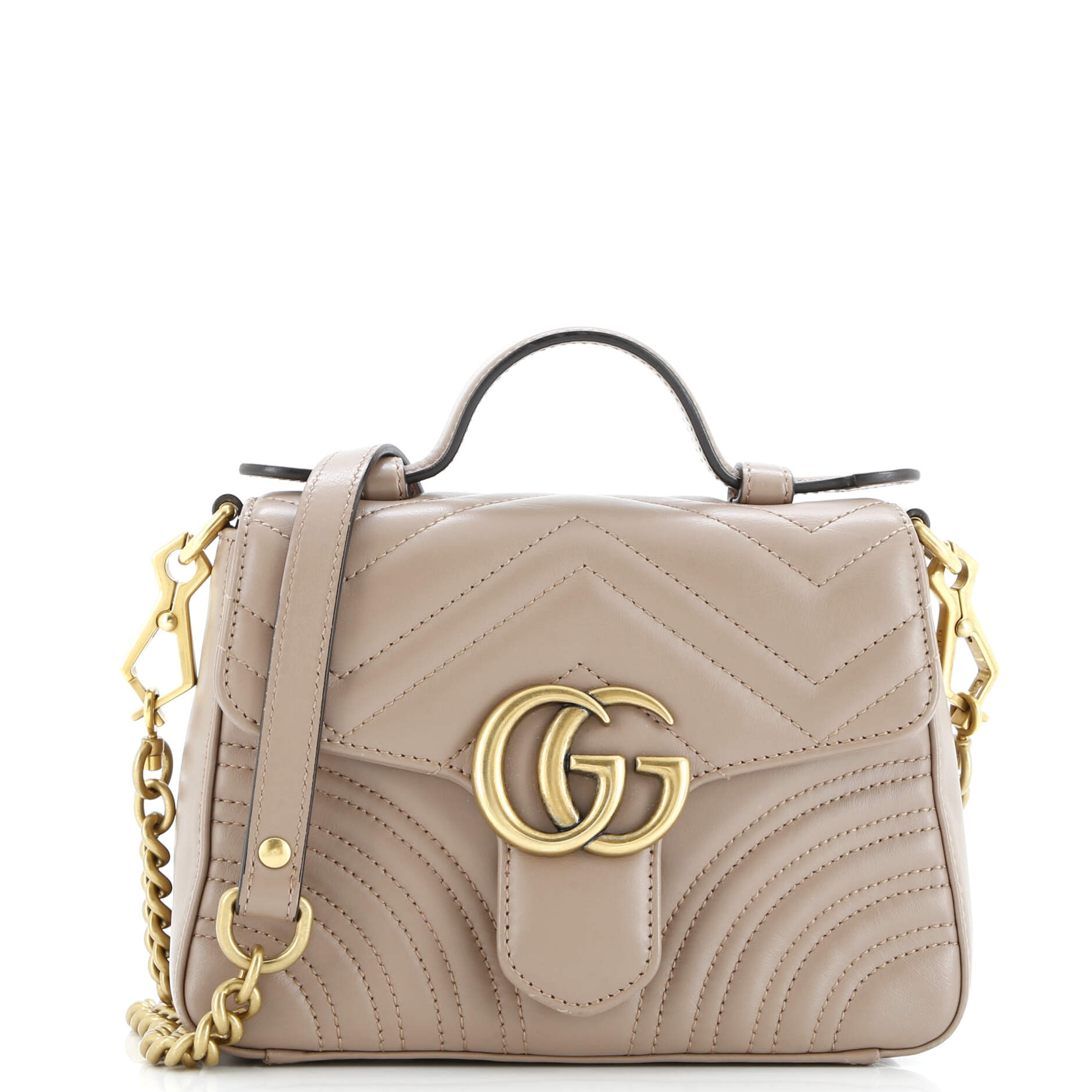 GG Marmont Top Handle Flap Bag Matelasse Leather Mini
