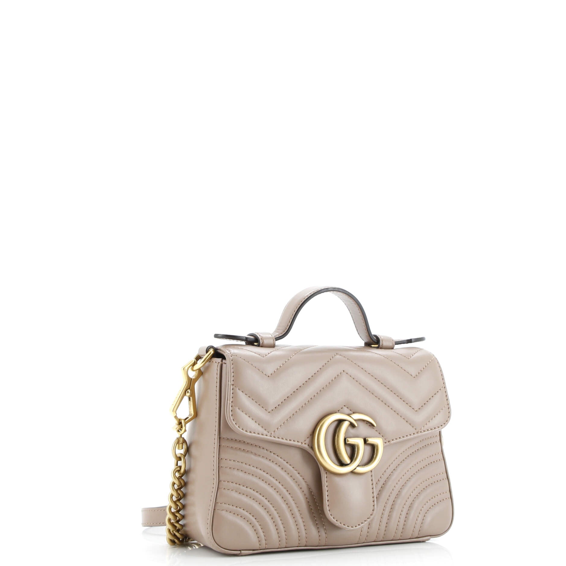 GG Marmont Top Handle Flap Bag Matelasse Leather Mini