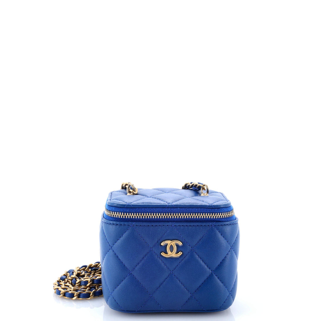 Pearl Crush Vanity Case with Chain Quilted Lambskin Mini