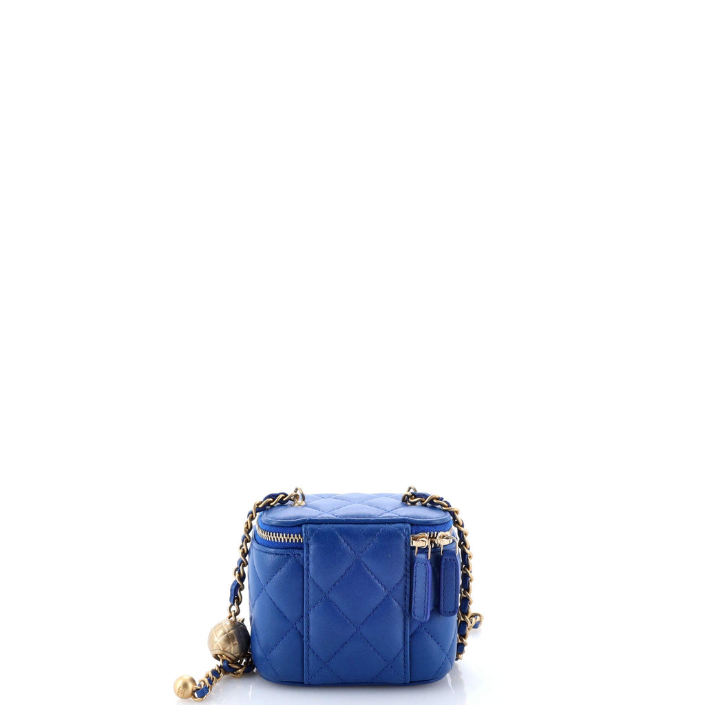 Pearl Crush Vanity Case with Chain Quilted Lambskin Mini