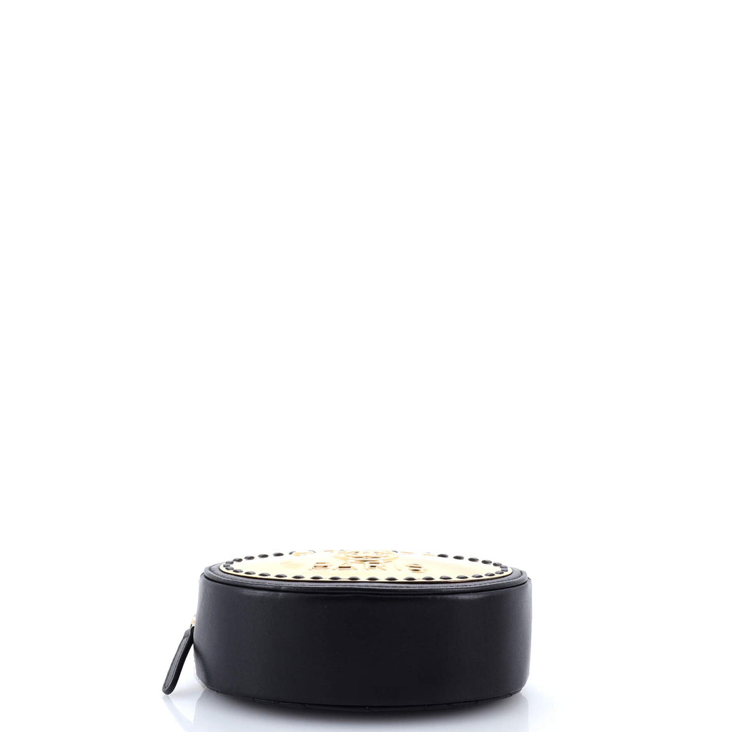 Logo Plate Oval Clutch With Chain Metal and Lambskin
