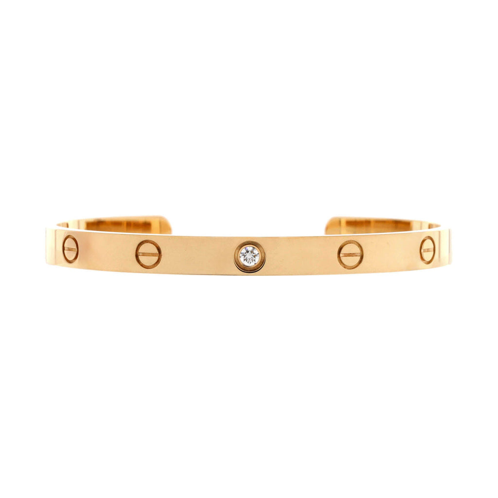Love 1 Diamond Cuff Bracelet 18K Yellow Gold with Diamond