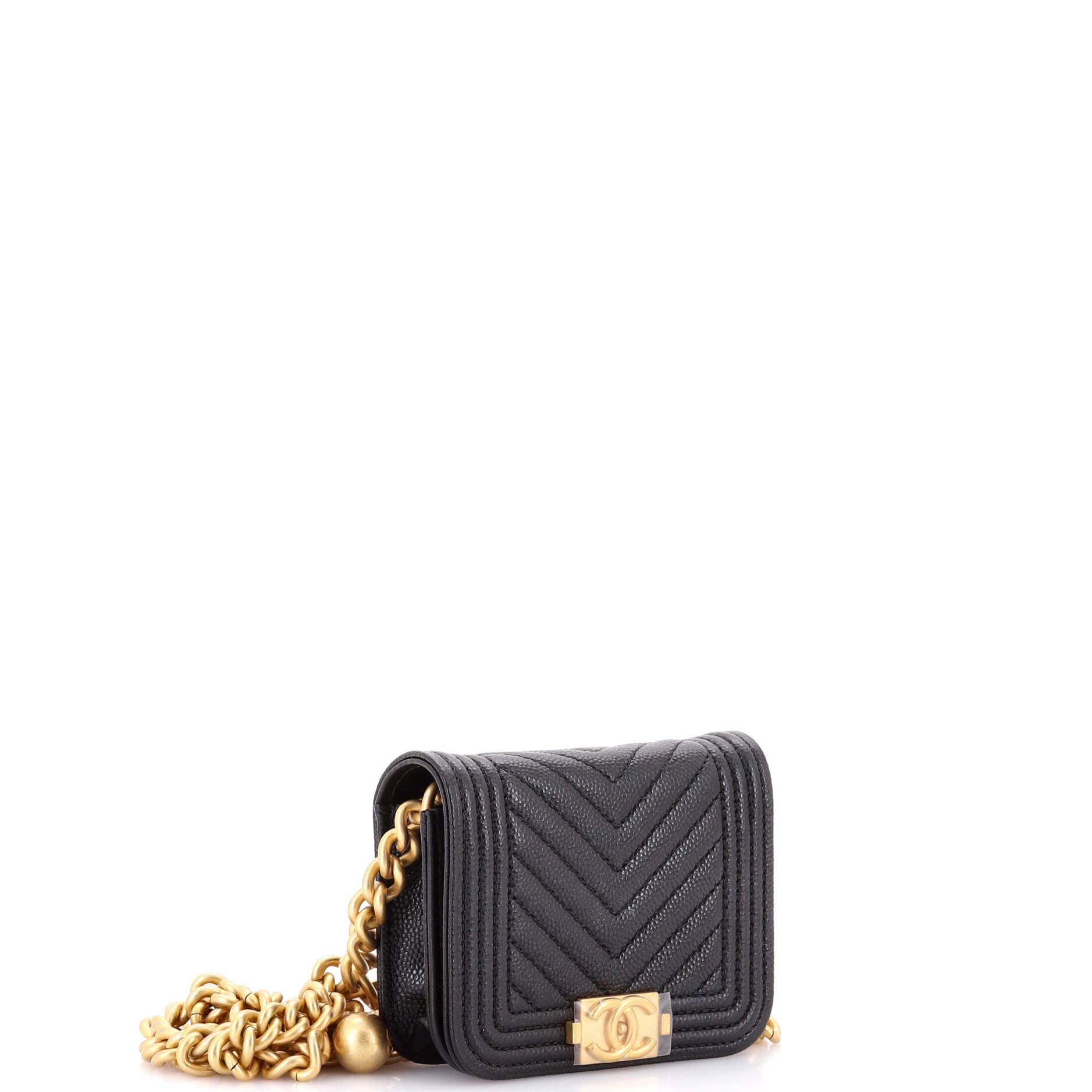 Boy Flap Chain Belt Bag Chevron Caviar