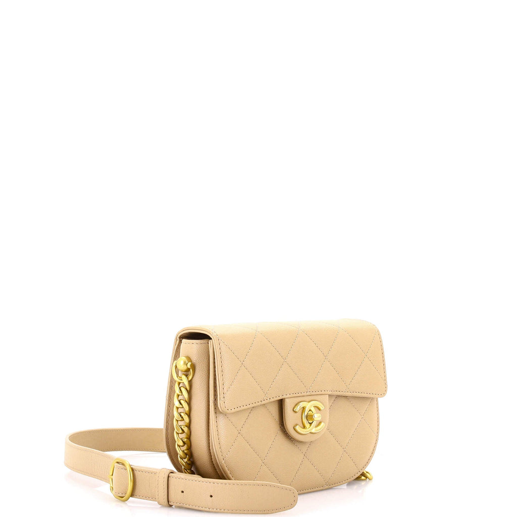 Moon Flap Messenger Bag Quilted Caviar Mini
