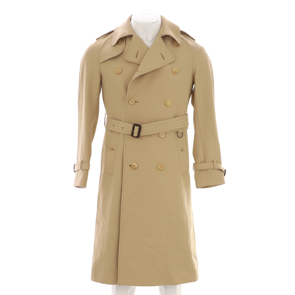 Men's Double Breasted Trench Coat Polyester and Wool