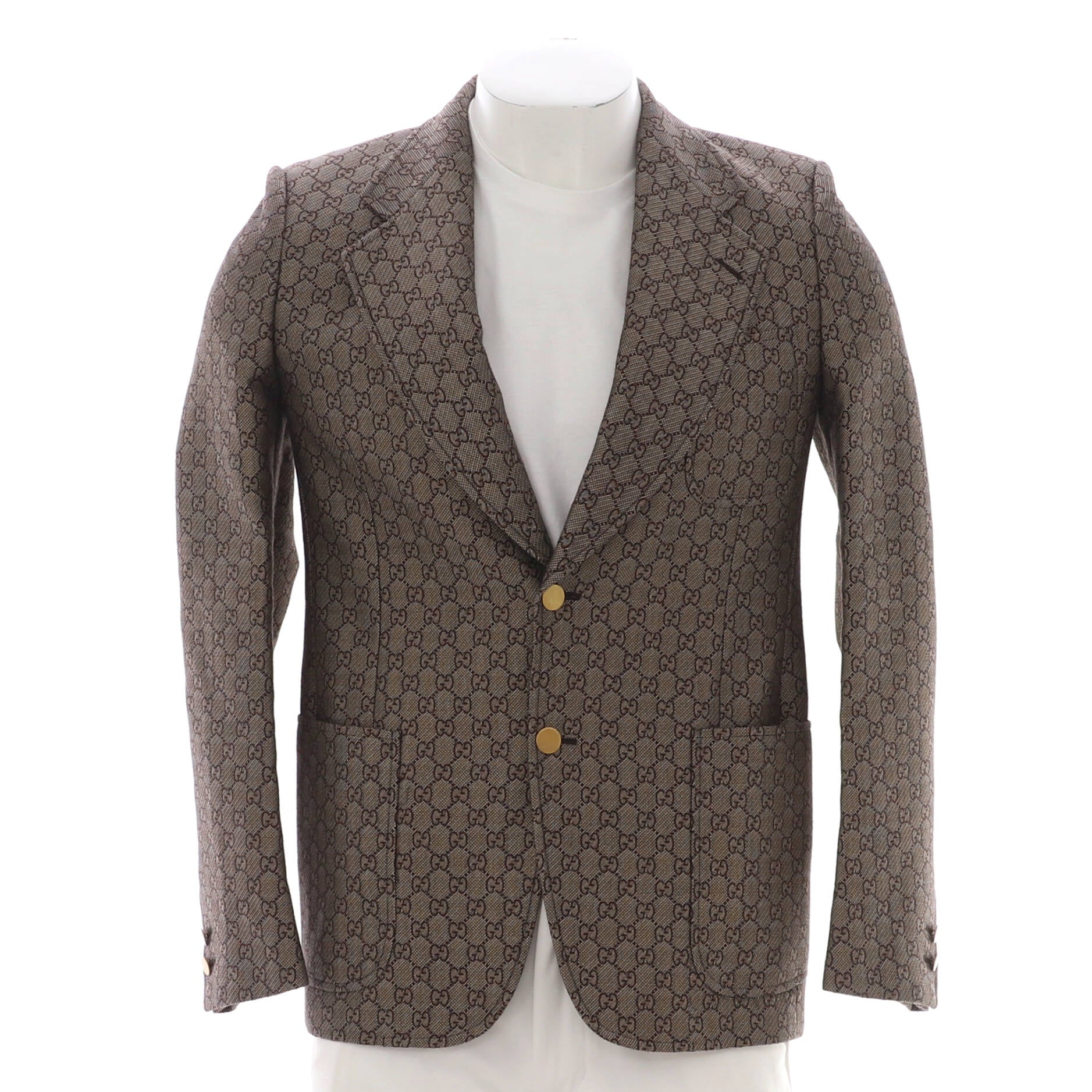 Men's Three Pocket Single Breasted Blazer GG Cotton and Wool
