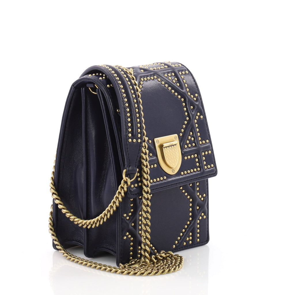 Diorama Vertical Clutch on Chain Studded Leather