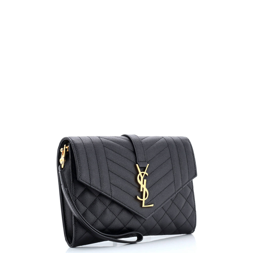 Classic Monogram Envelope Wristlet Clutch Mixed Matelasse Leather