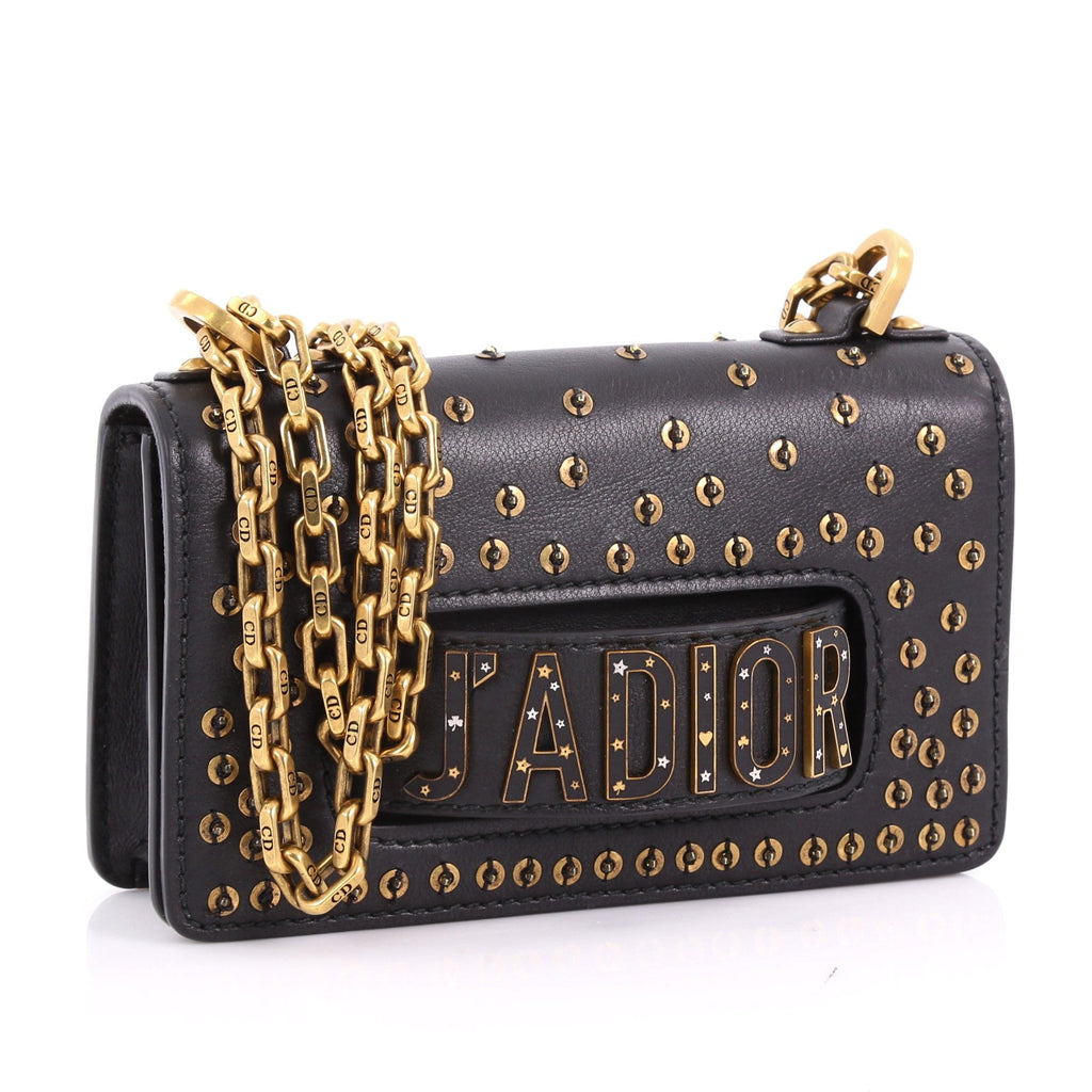 J'adior Chain Flap Bag Embellished Leather Mini