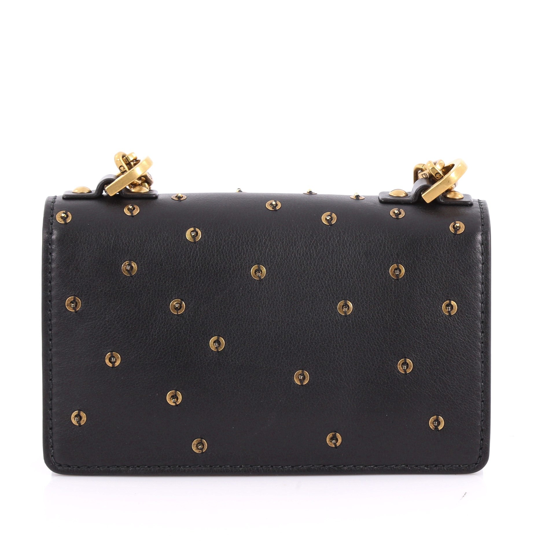 J'adior Chain Flap Bag Embellished Leather Mini