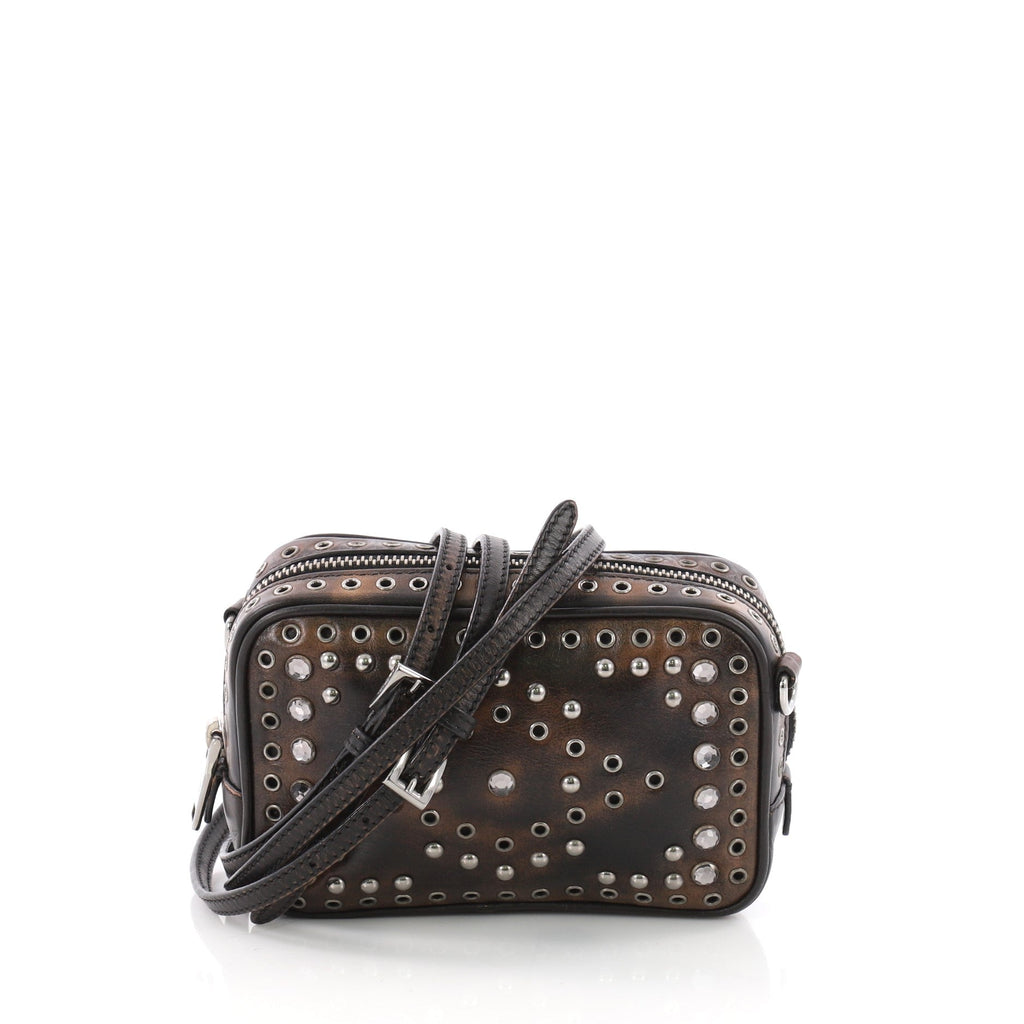 Zip Crossbody Bag Studded Vitello Vintage Mini