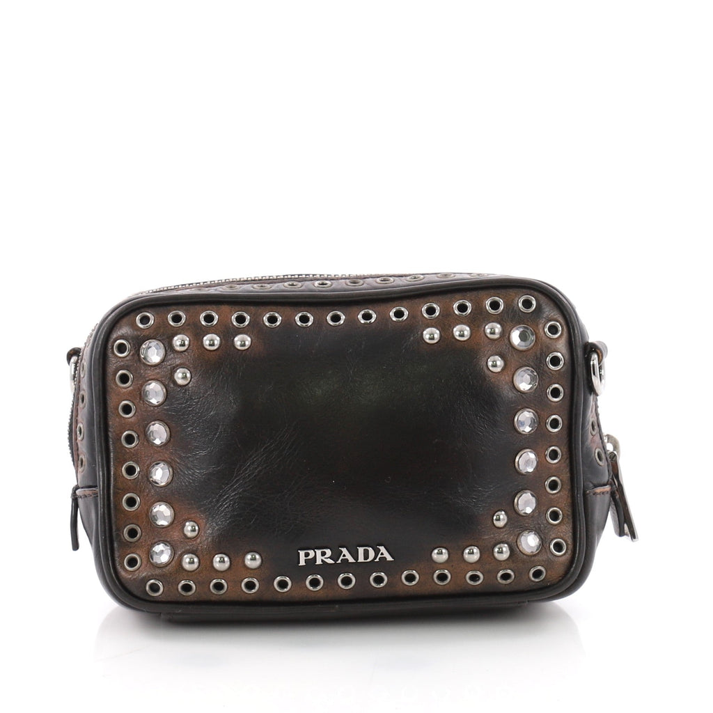 Zip Crossbody Bag Studded Vitello Vintage Mini