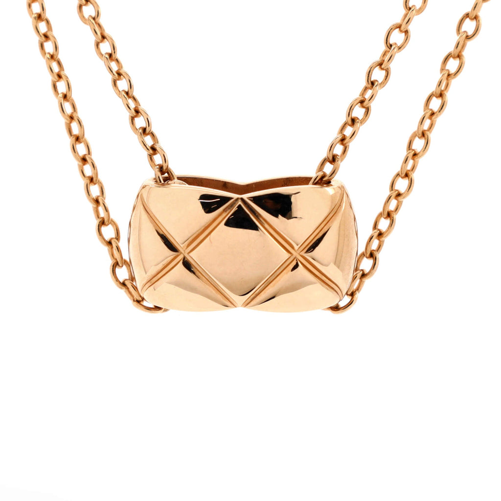 Coco Crush Double Chain Pendant Necklace 18K Beige Gold
