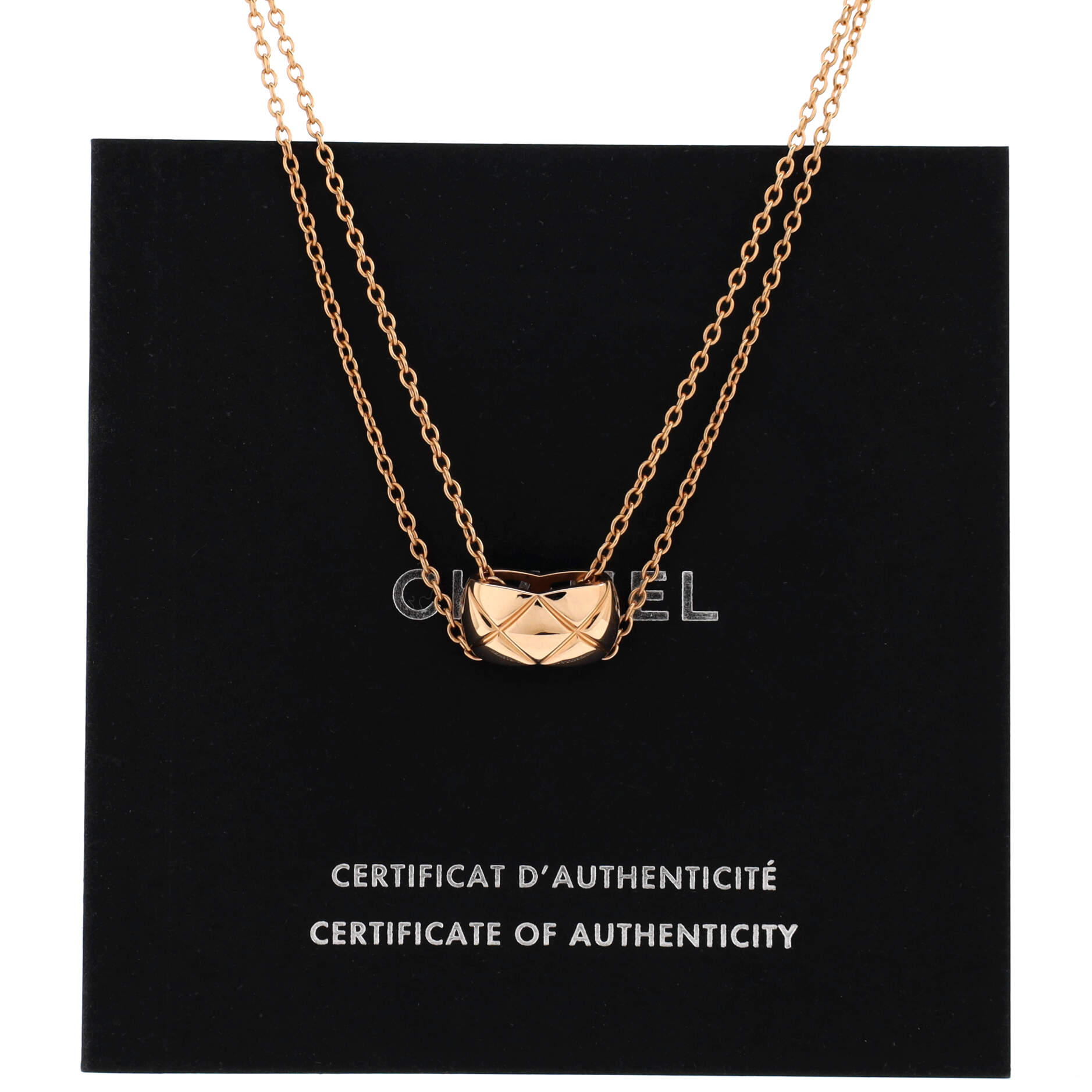 Coco Crush Double Chain Pendant Necklace 18K Beige Gold