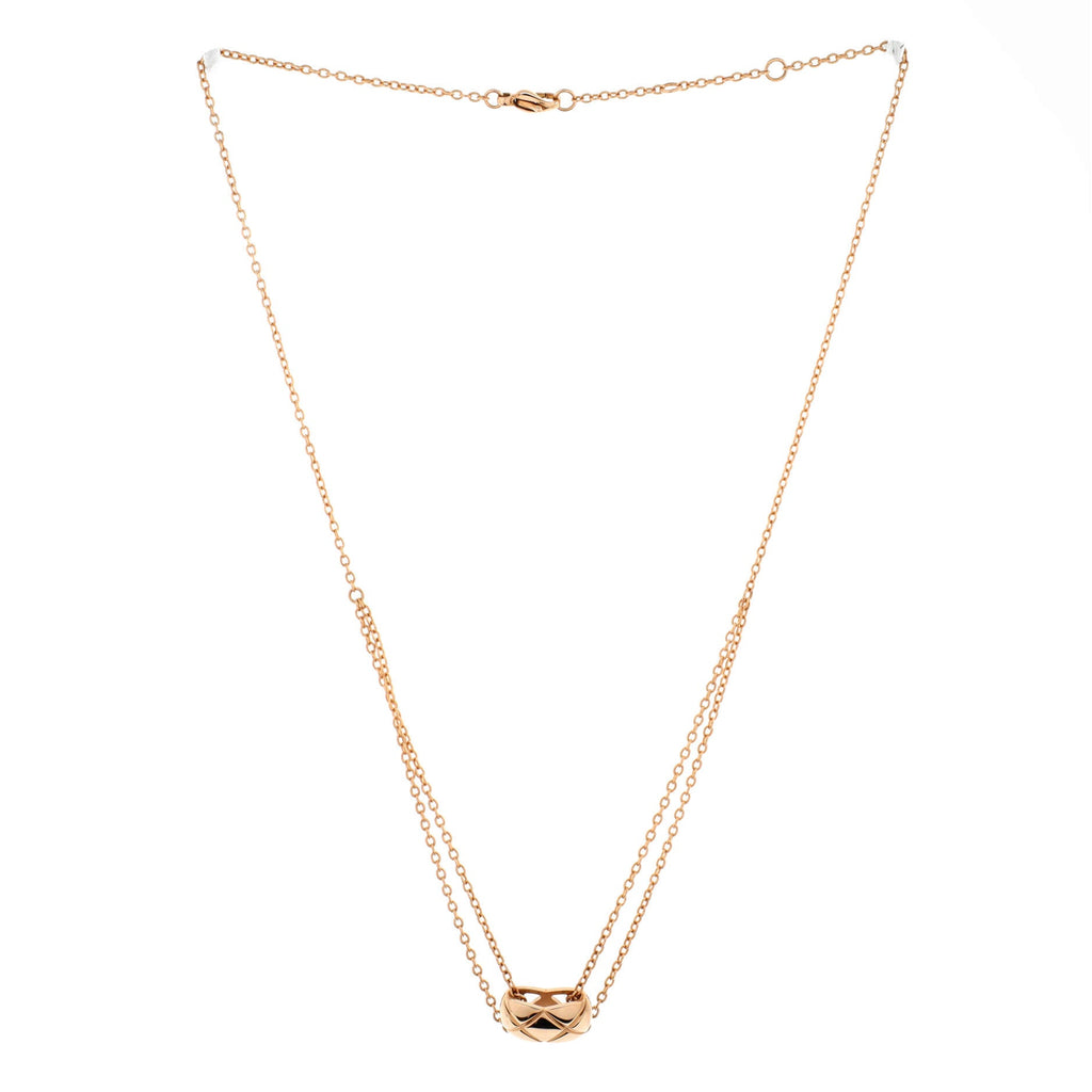 Coco Crush Double Chain Pendant Necklace 18K Beige Gold