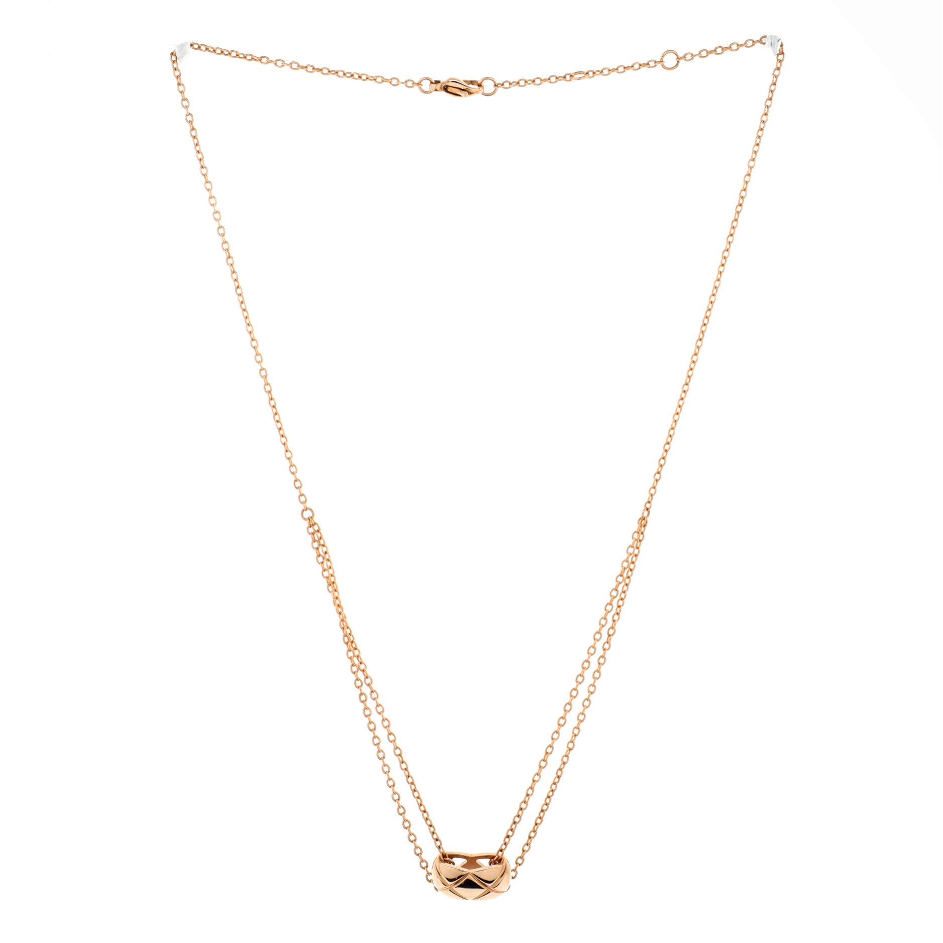 Coco Crush Double Chain Pendant Necklace 18K Beige Gold
