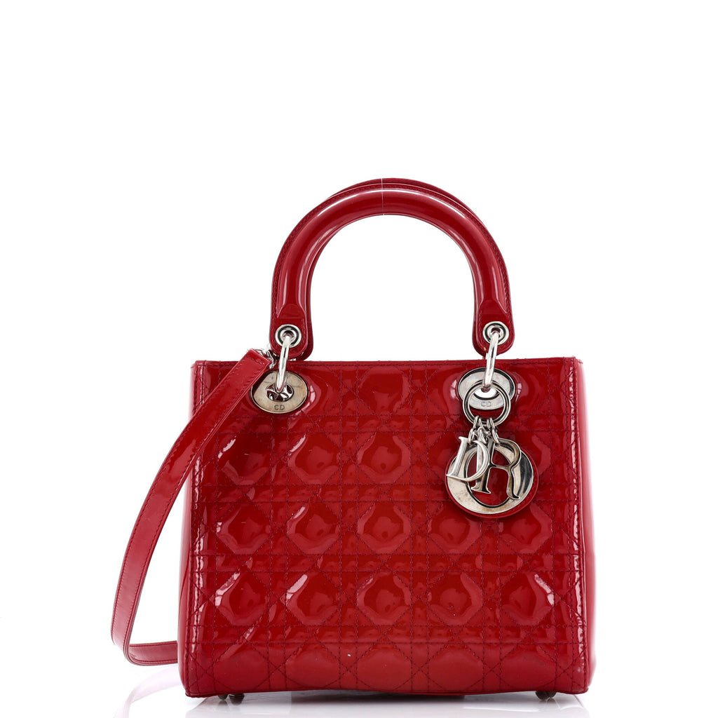 Lady Dior Bag Cannage Quilt Patent Medium