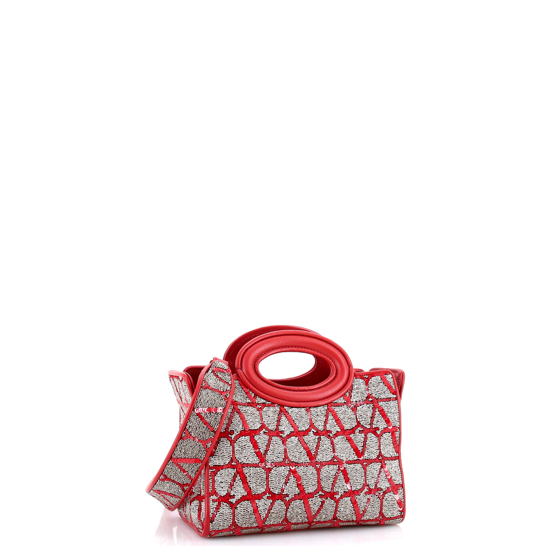 Le Troisieme Tote Beaded Iconograph Fabric with Leather Mini