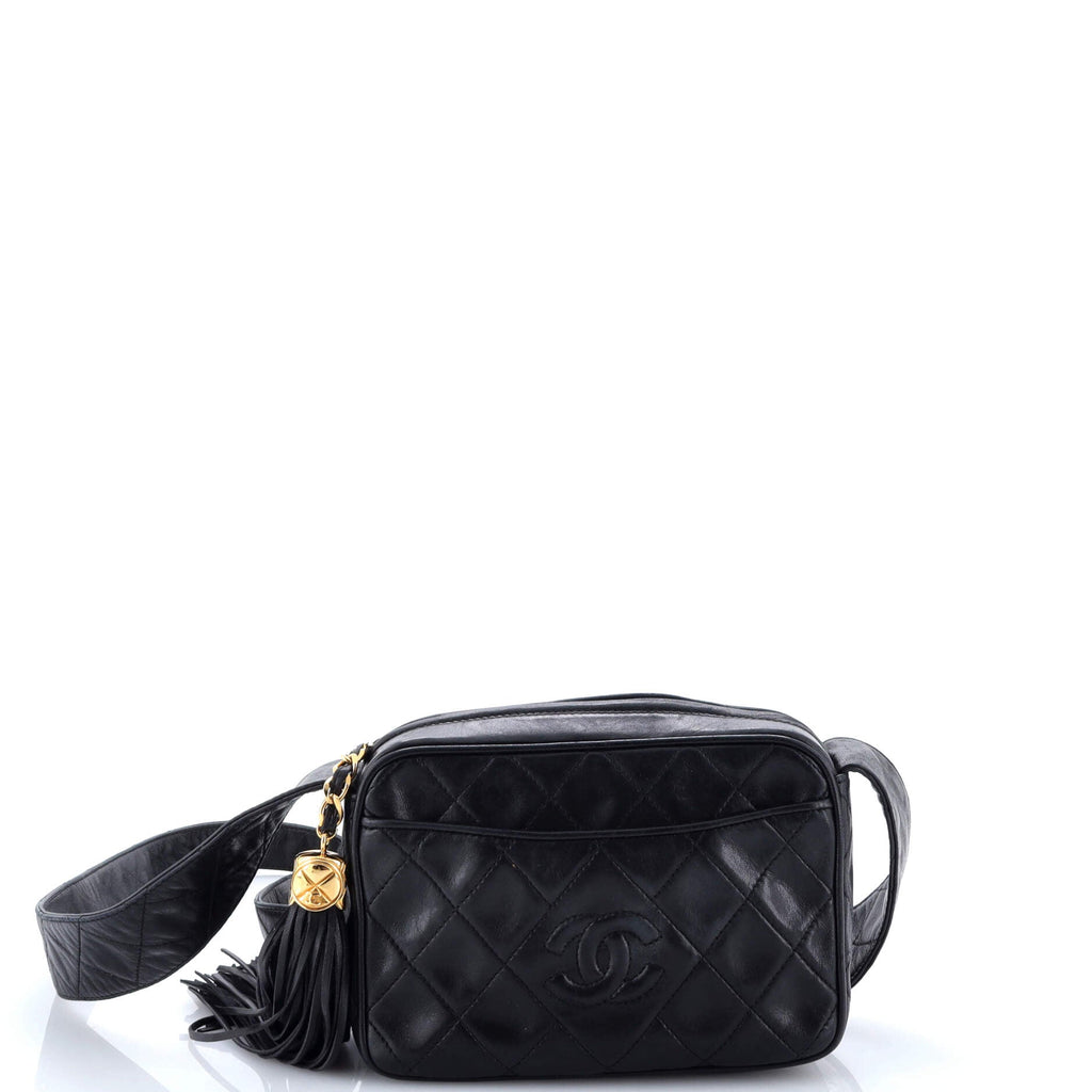 Vintage Diamond CC Camera Bag Quilted Leather Small