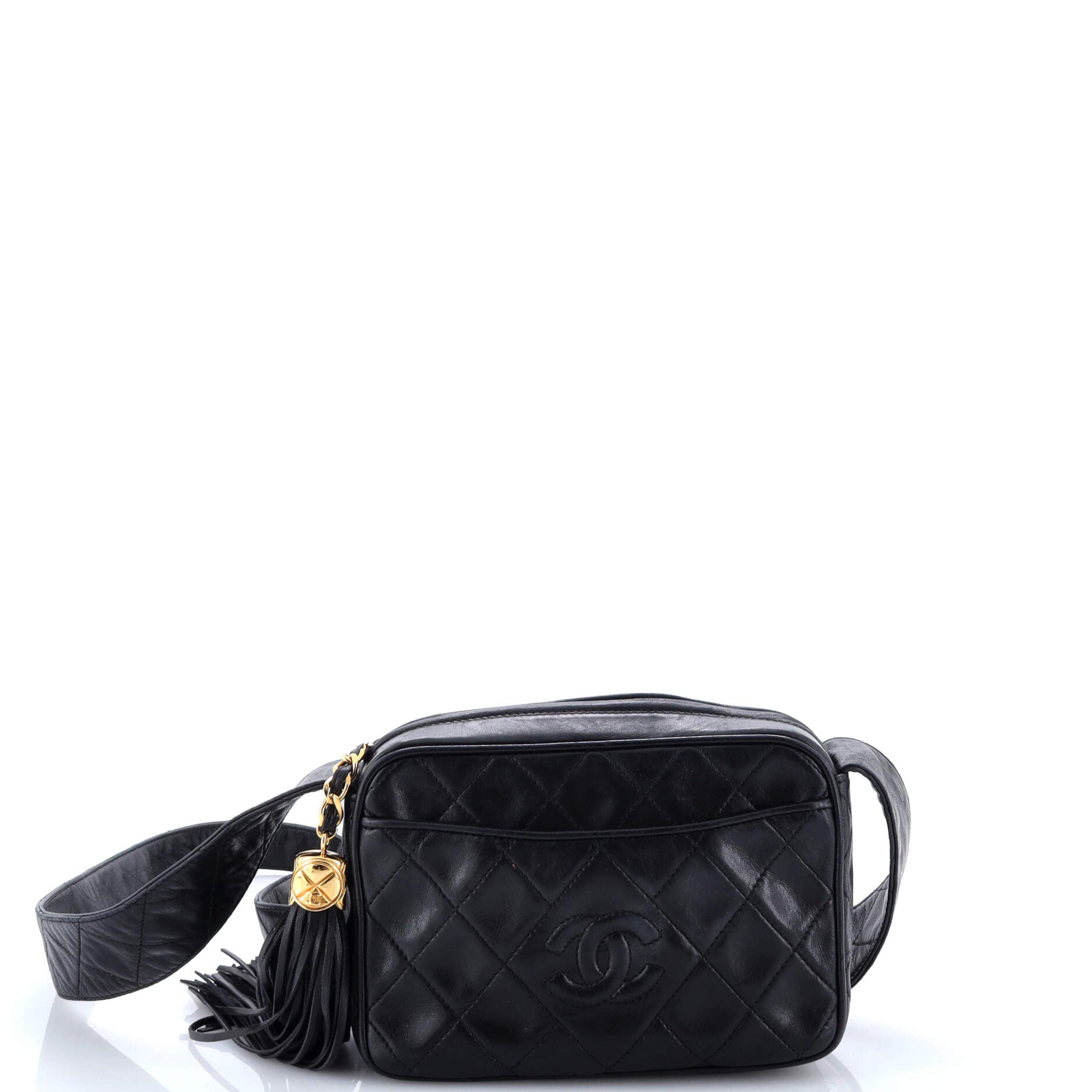 Vintage Diamond CC Camera Bag Quilted Leather Small